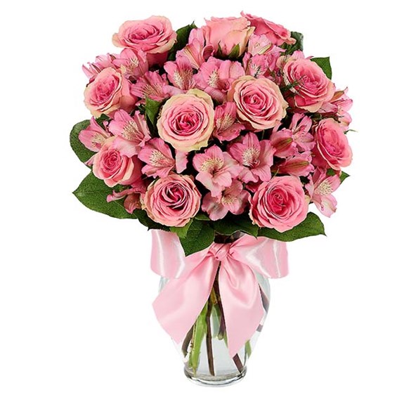 Rose &amp; Alstroemeria Blush flower bouquet for sale for Mother's Day, available at Ingallina's Gifts